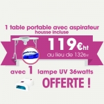 1 table portable avec aspirateur housse incluse = 1 lampe uv 36watts OFFERTE !