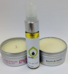 Kit massage sensuel Fleur de Lotus, avec 1 bougie de massage 100% végétale, 1 huile de massage 100 végétale ,1 beurre de Karité